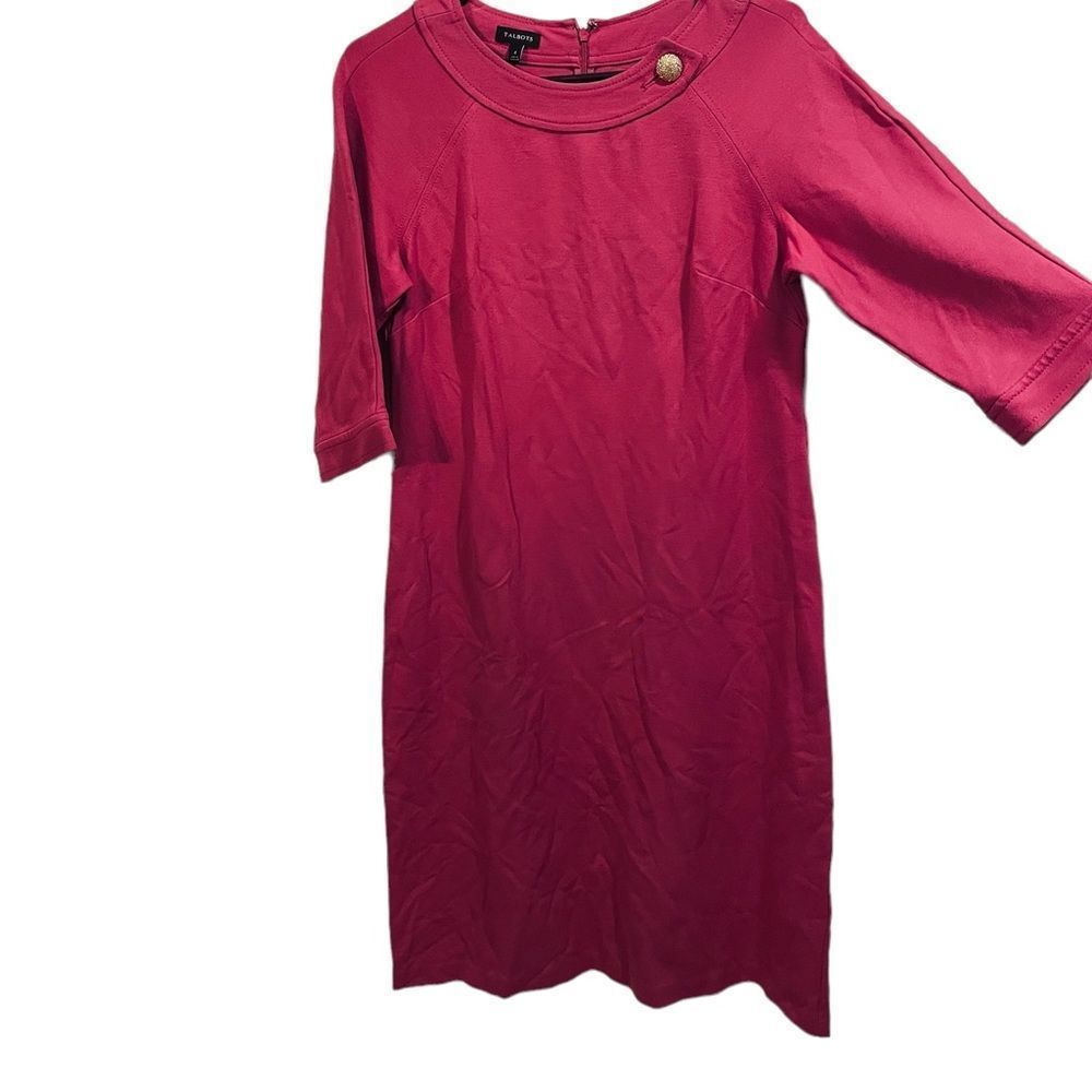 Talbots Pink 3/4 Sleeve Business Casual Stretch Knee Length Dress